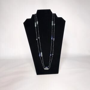 Infinity Extra Long Gunmetal Beaded Lightweight Necklace Boho Everyday Wear.